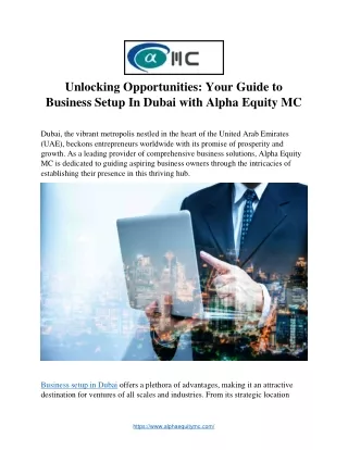 Unlocking Opportunities: Your Guide to  Business Setup In Dubai with Alpha Equit