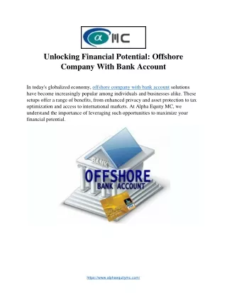 Unlocking Financial Potential: Offshore  Company With Bank Account