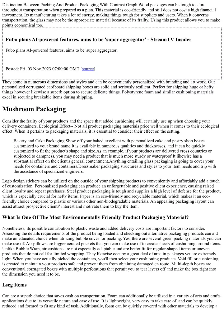distinction between packing and product packaging