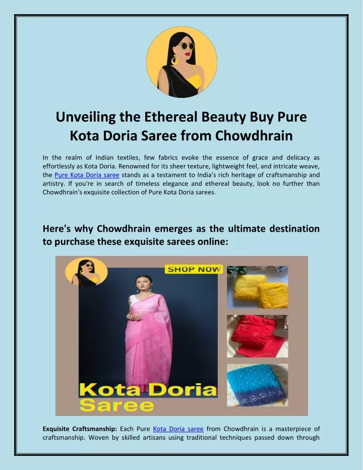 unveiling the ethereal beauty buy pure kota doria