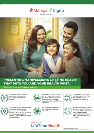 Discover ManipalCigna Lifetime Health Comprehensive Health Coverage Brochure | M