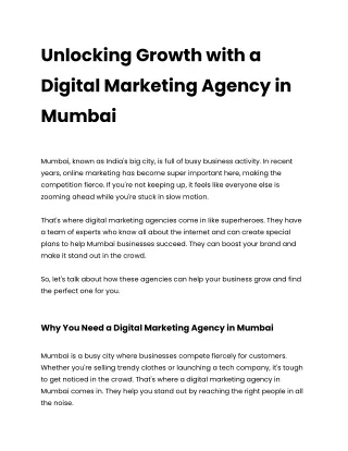 How Marketing Agencies in Mumbai Drive Business Growth.