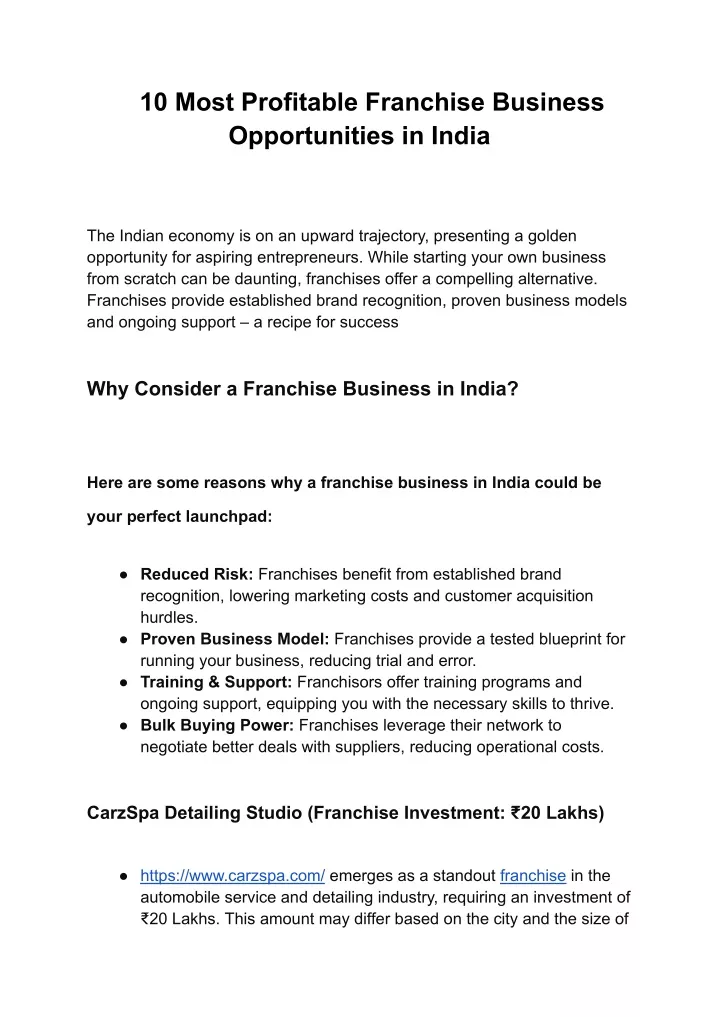 10 most profitable franchise business