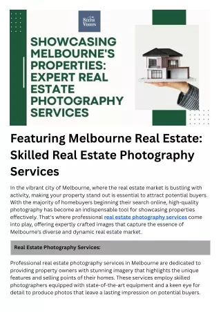 Featuring Melbourne Real Estate Skilled Real Estate Photography Services