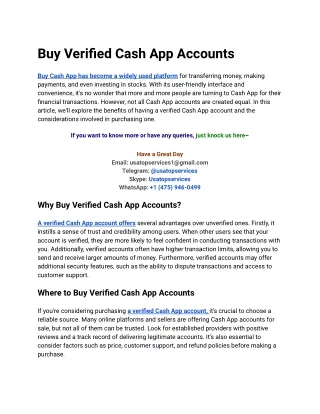 New Top place To Buy Verified Cash App Accounts