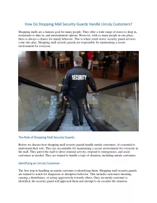how do shopping mall security guards handle