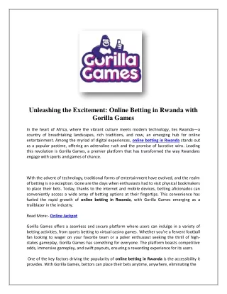 Bet Onine | Gorilla Games