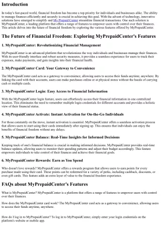 The Future of Financial Freedom: Exploring MyPrepaidCenter's Features