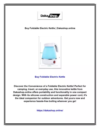 Buy Foldable Electric Kettle | Dakashop.online