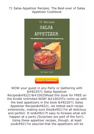 download⚡[PDF]❤ 71 Salsa Appetizer Recipes: The Best-ever of Salsa Appetize