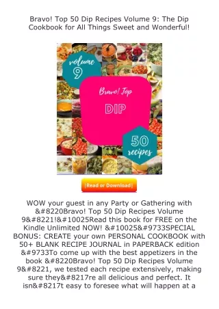 Download⚡(PDF)❤ Bravo! Top 50 Dip Recipes Volume 9: The Dip Cookbook for Al