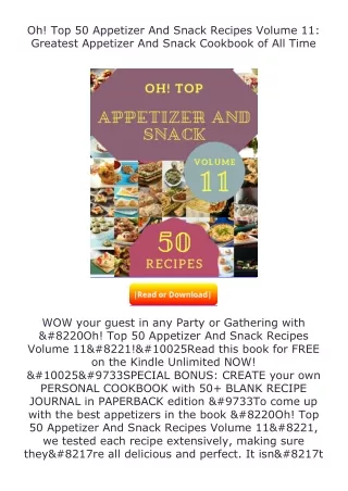 Pdf⚡(read✔online) Oh! Top 50 Appetizer And Snack Recipes Volume 11: Greates