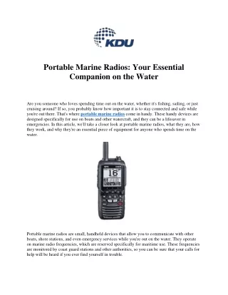 Navigating Waters Safely: A Guide to Portable Marine Radios