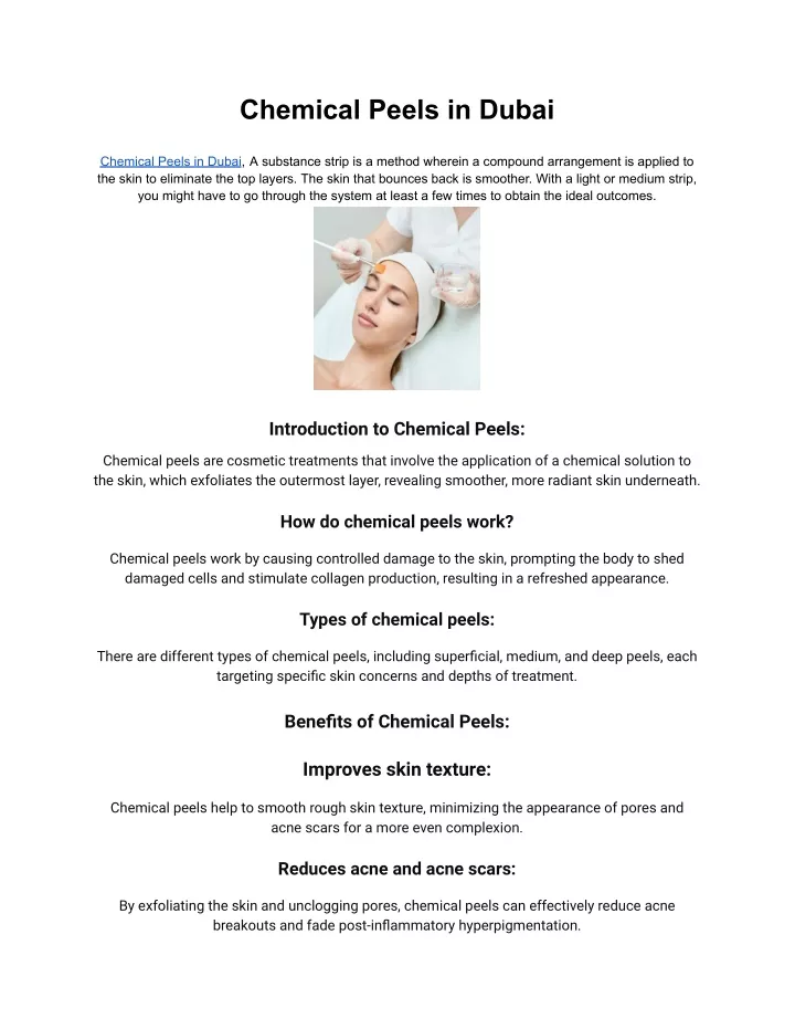 chemical peels in dubai