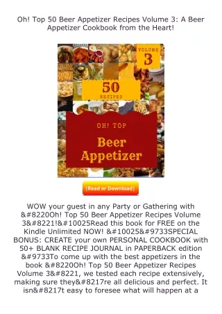 free read (✔️pdf❤️) Oh! Top 50 Beer Appetizer Recipes Volume 3: A Beer Appe