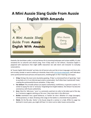 Unlock Aussie Lingo: Dive into Our Mini Aussie Slang Guide!