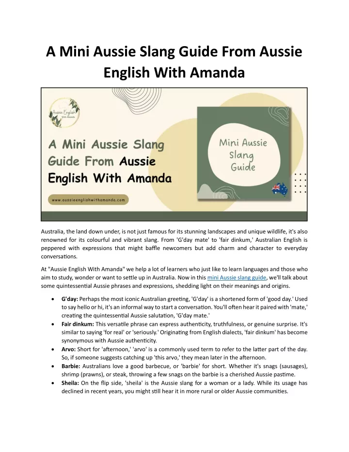 a mini aussie slang guide from aussie english