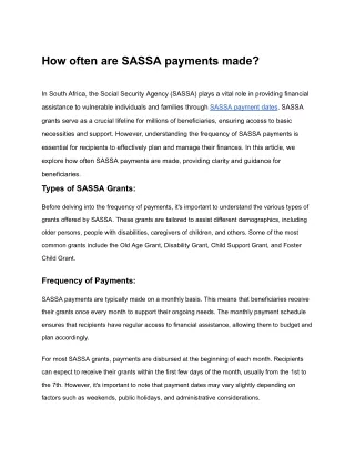 How often are SASSA payments made?