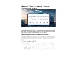 How and When to Choose a Transport Management System