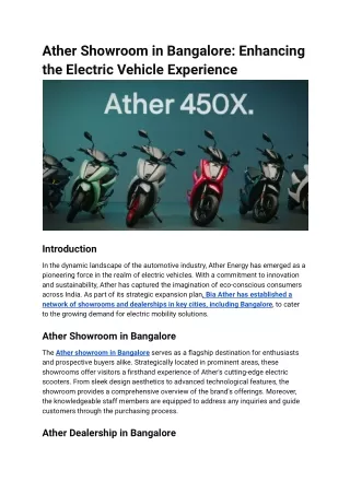 Ather Showroom in Bangalore_ Enhancing the Electric Vehicle Experience