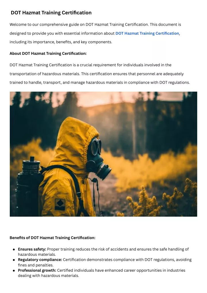 dot hazmat training certification