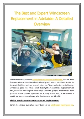 The Best and Expert Windscreen Replacement in Adelaide A Detailed Overview
