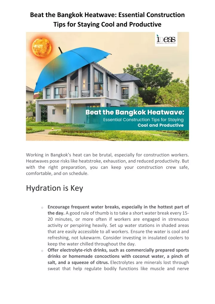 beat the bangkok heatwave essential construction