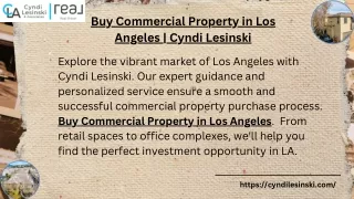 Buy Commercial Property in Los Angeles  Cyndi Lesinski