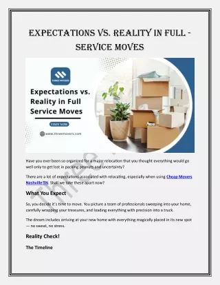 expectations vs reality in full service moves