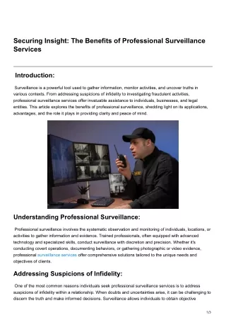 Securing Insight The Benefits of Professional Surveillance Services