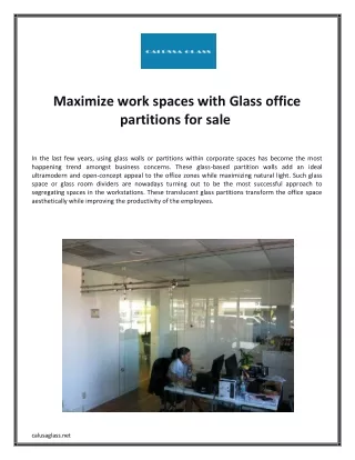 Maximize work spaces with Glass office partitions for sale