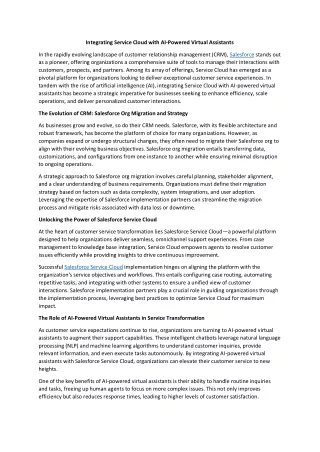 Integrating Service Cloud with AI Powered Virtual Assistants