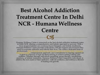 Alcohol Rehabilitation Centre In Delhi NCR - Humana Wellness Centre