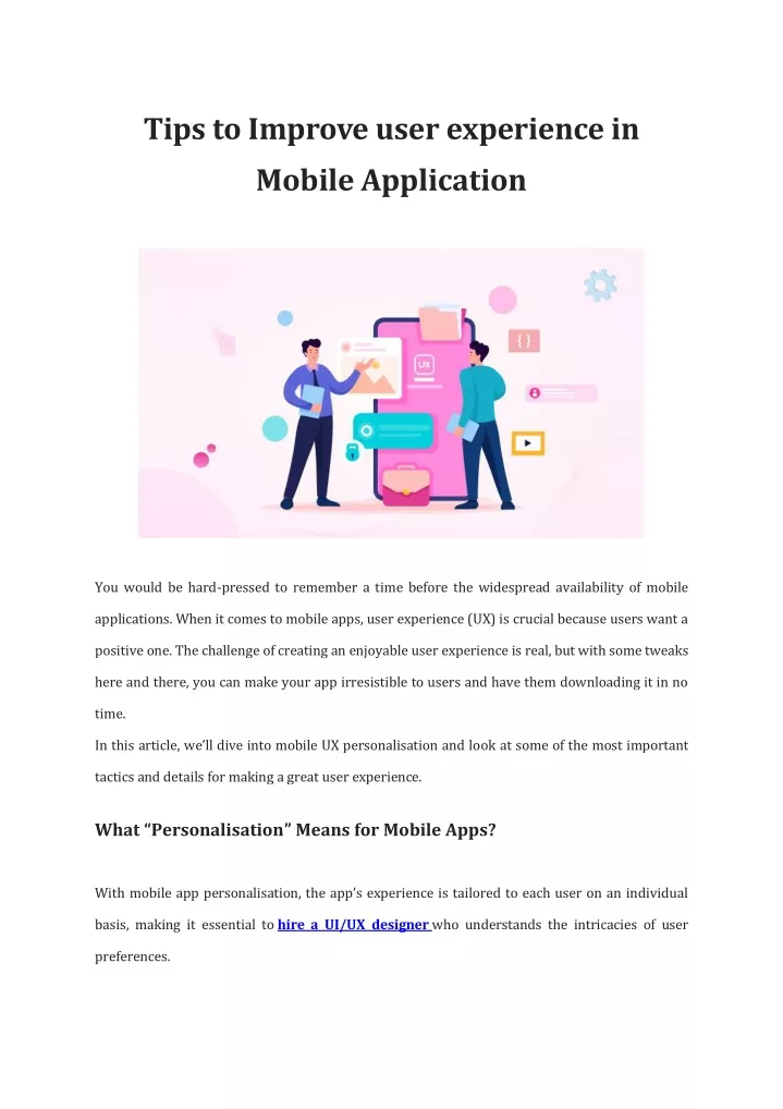 tips to improve user experience in mobile