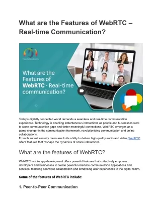 Features of WebRTC – Real-time Communication