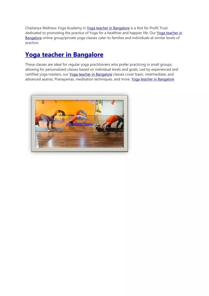 chaitanya wellness yoga academy in yoga teacher