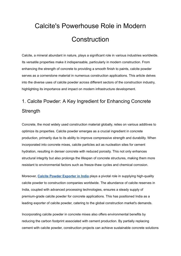 calcite s powerhouse role in modern