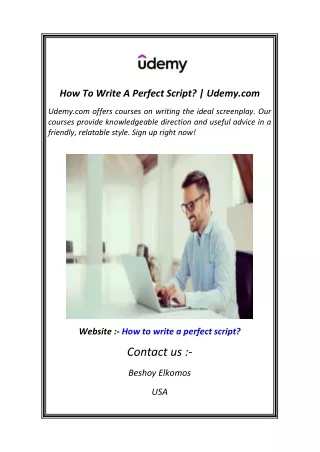How To Write A Perfect Script  Udemy.com