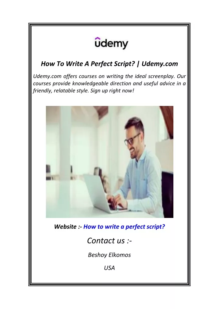 how to write a perfect script udemy com