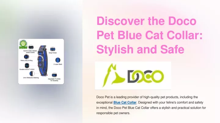 discover the doco pet blue cat collar stylish