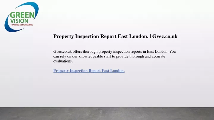 property inspection report east london gvec