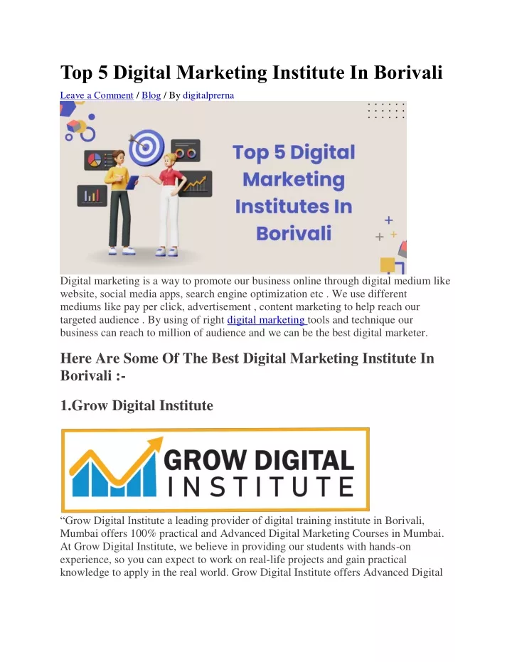 top 5 digital marketing institute in borivali