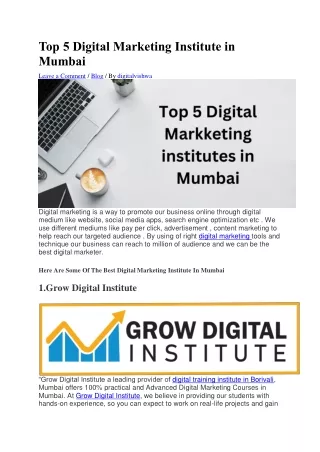Top 5 Digital Marketing Institute in Mumbai