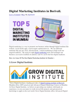 Top 5 Digital Marketing Institutes in Borivali.