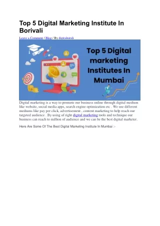 top 5 digital marketing institute in borivali