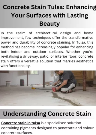 Concrete Stain Tulsa: Enhancing Your Surfaces with Lasting Beauty