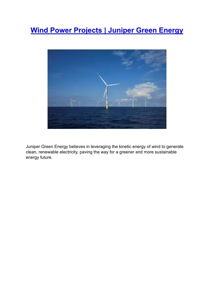 wind power projects juniper green energy