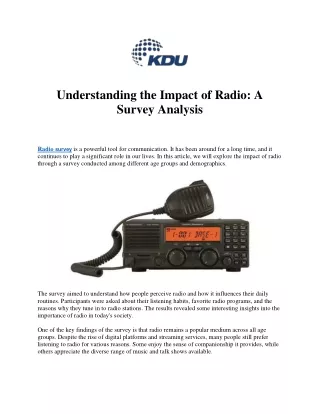 Tune In & Speak Out: Radio Listener Survey