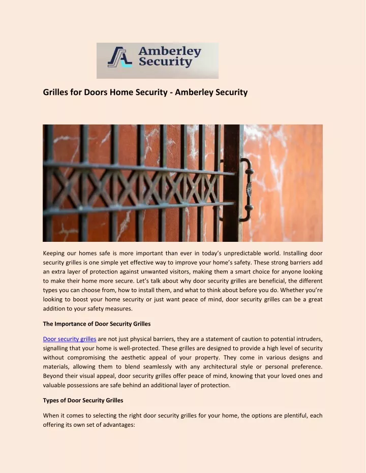 grilles for doors home security amberley security