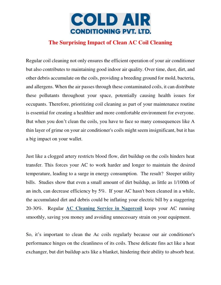 the surprising impact of clean ac coil cleaning